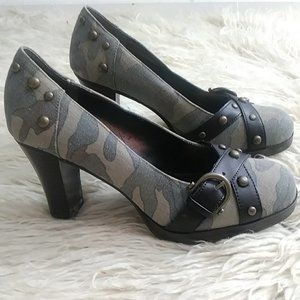 MIA Angelina Studded Heels Camouflage Size: 7